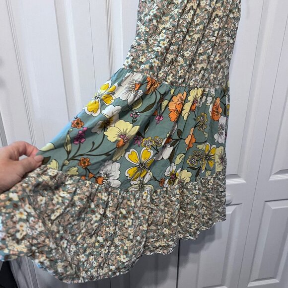 BOG Collective-Women's Spaghetti Adjust. Straps-Floral Dress-Small-Ruching Waist - Picture 5 of 16